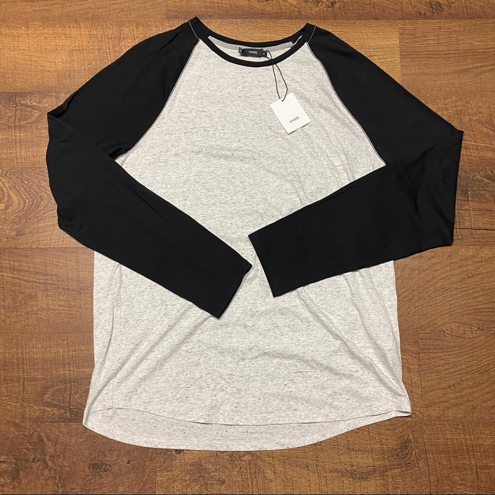 Mens New NWT Vince Long Sleeve Heather Gray Crew Neck Tee T-Shirt Size XL